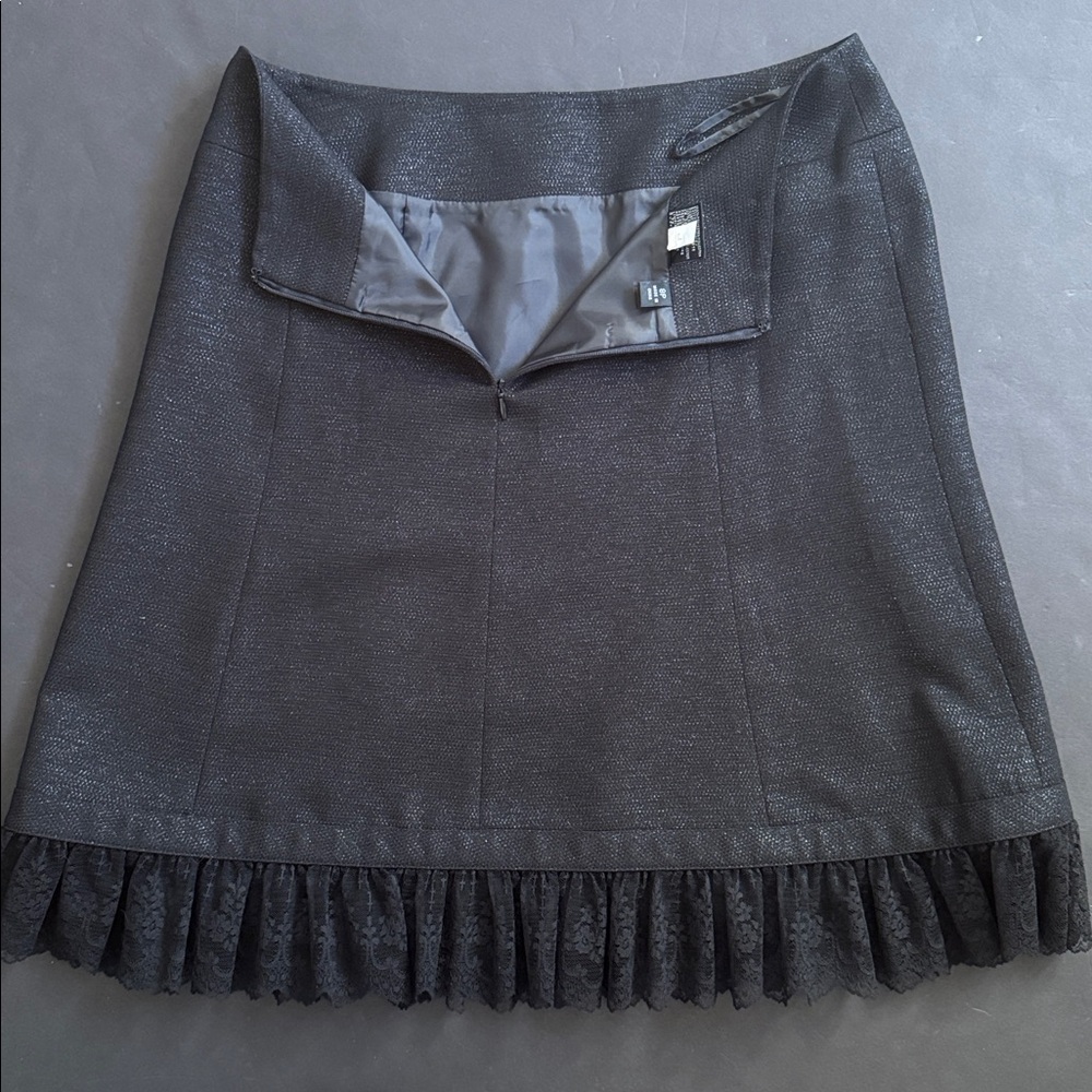 Black Silver Tweed & Lace Skirt Suit 8P - Picture 4 of 17